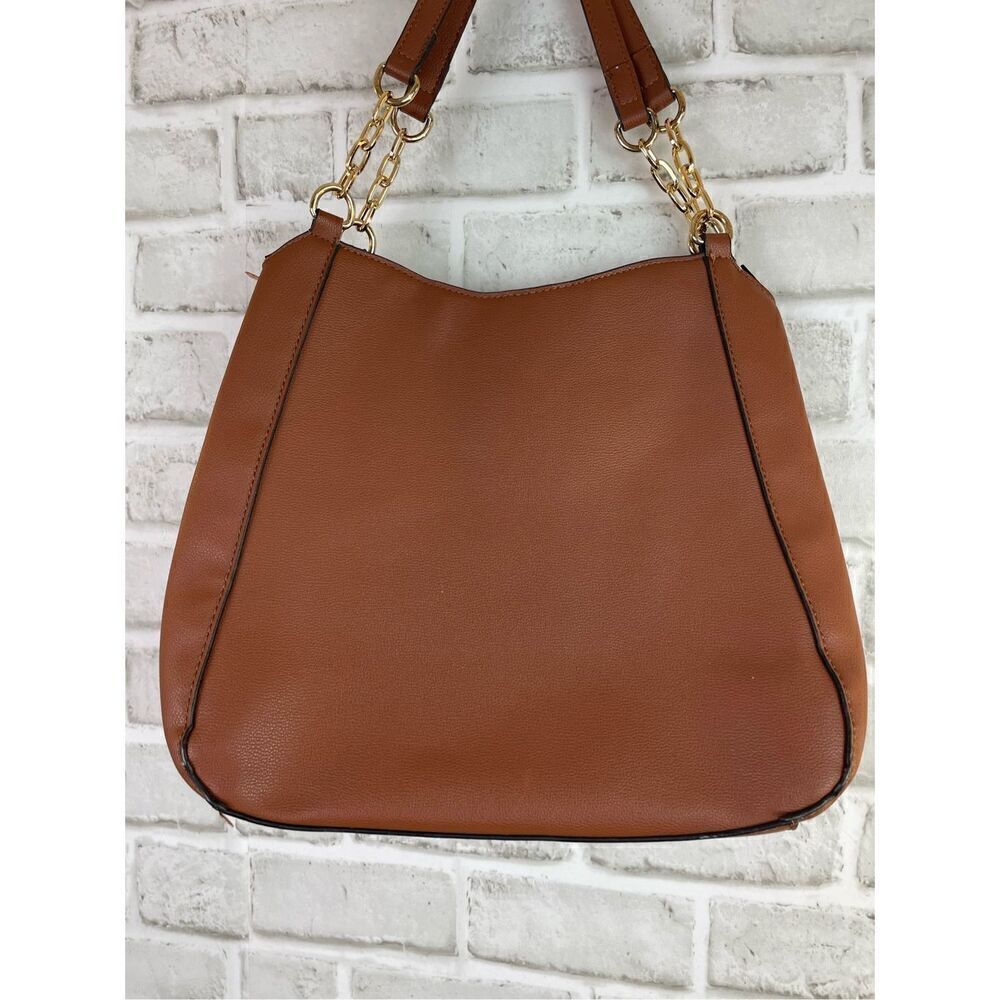 Seven Days Lifestyle & Dreams Vegan Leather Shoulder Bag Brown with Gold Chain - Picture 2 of 14